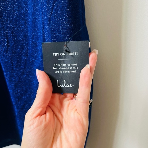 NWT Lulus large Sparkling Blue Spaghetti Strap Dress - Picture 3 of 6